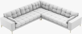 Divano angolare simmetrico Mamaia in tessuto Bouclé gambe oro – L256 cm