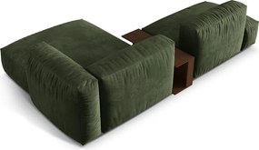 Divano angolare componibile verde (con penisola a destra/con chaise lounge) con rivestimento in velluto Martina – Micadoni