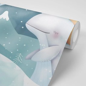 Carta da parati autoadesiva – Animali in paesaggio innevato per bambini