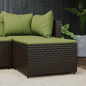 Poggiapiedi Da Giardino Con Cuscino İn Polyrattan Marrone /