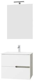 Mobile sottolavabo e lavabo con illuminazione Eva carcasa rovere grigio/frontale bianco in mdf L 60 x H 51 x P 46 cm 2 cassetti