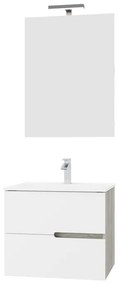 Mobile sottolavabo e lavabo con illuminazione Eva carcasa rovere grigio/frontale bianco L 61 x H 138 x P 46 cm