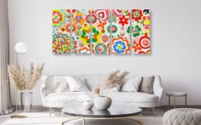 Quadri 5 pezzi – Astrazione di fiori