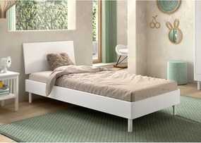 Letto singolo bianco in faggio massiccio con rete inclusa 90x200 cm Forrest – Vipack