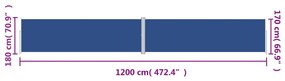 Tenda da Sole Laterale Retrattile Blu 180x1200 cm
