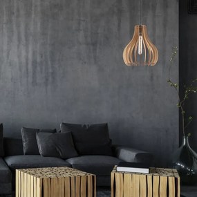 Lampadario a sospensione con filo TUCCI 1xE27/60W/230V diametro 29 cm quercia