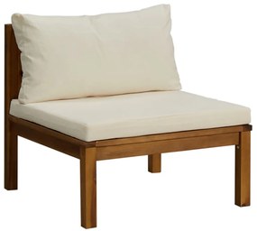 Set divani da giardino 7 pz con cuscini crema in legno acacia