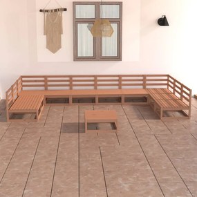 Set Divani da Giardino 11 pz in Legno Massello di Pino