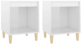 Comodini 2 pz in bianco lucido 40x35x50 cm