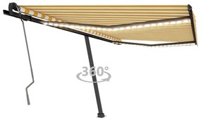 Tenda Da Sole Retrattile Manuale Led 400x350 Cm Giallo Bianco /