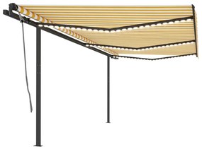 Tenda Da Sole Retrattile Manuale Con Led 6x3,5 M Gialla Bianca /