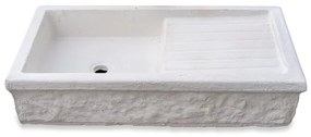 Lavabo Da Giardino In Cemento 90x47xh22 Cm Rettangolare Artistica Mediterranea Bianco