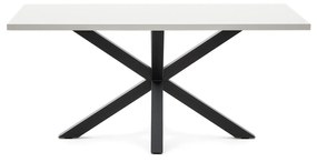 Kave Home - Tavolo Argo di melammina con finitura bianca e gambe in acciaio effetto nero 160 x 100 cm
