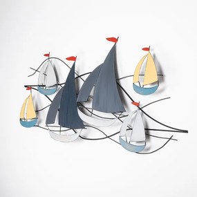Decorazione da muro 120x60 cm barche a vela metallo
