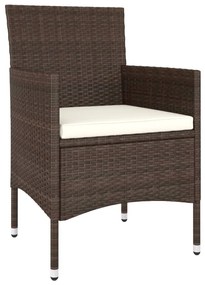 Set divani da giardino 5 pz in polyrattan marrone