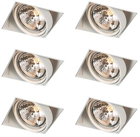 Set di 6 faretti da incasso bianchi AR111 orientabili e inclinabili senza cornice - Oneon