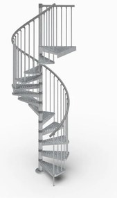 Scala a chiocciola a base tonda Zeta IRIS, larghezza 138 cm, struttura in acciaio galvanizzato acciaio, gradini in acciaio galvanizzato, colore grigio