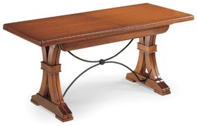 EDISON - tavolo da pranzo allungabile in legno massello 100x180/225/270/315/360 con decoro in ferro
