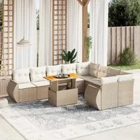 Set Divano da Giardino 10 pz con Cuscini Beige in Polyrattan 3272353