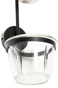 Applique moderna nera con vetro - Roslini