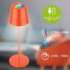 Briloner 7510012-LED Lampada da tavolo RGB dimmerabile CALIDA 2,5W/5V IP44 1200mAh arancione