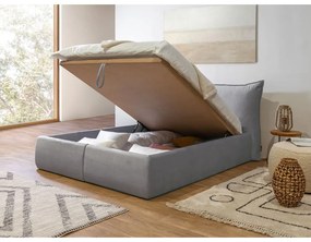 Letto matrimoniale imbottito grigio chiaro con contenitore con griglia 180x200 cm Jade - Bobochic Paris