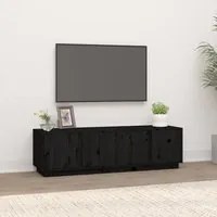 Mobile Porta TV Nero 140x40x40 cm in Legno Massello di Pino cod mxl 10139