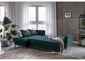Divano letto angolare turchese, angolo sinistro Scandic Lagom - Miuform