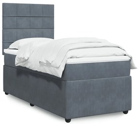 Giroletto A Molle Con Materasso Grigio Scuro 80x200 Cm Velluto /