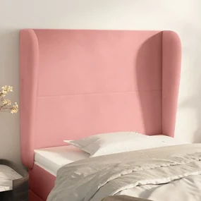 Testiera ad orecchio rosa 103x23x118/128 cm in velluto