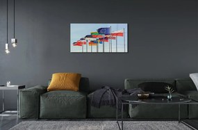 Quadro vetro Tante bandiere 100x50 cm 2 appendini