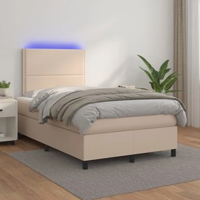 Giroletto Molle Materasso E Led Cappuccino 120x200cm Similpelle /