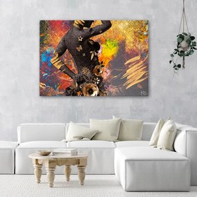 Quadro su tela, African Woman Flowers Abstraction  Dimensioni Tappeti 90x60