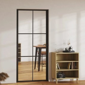 Porta Da Interno Esg Vetro E Alluminio 93x201,5 Cm Nera /