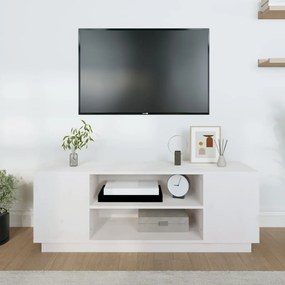 Mobile porta tv bianco 110x35x40,5 cm in legno massello di pino