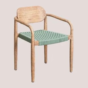 Pack 4 sedie da giardino in legno con braccioli Naele Verde - Sklum