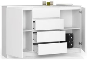 Credenza Soggiorno 2 Ante 4 Cassetti 160x40x100 Artika Bianca