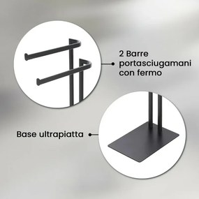 Piantana portasciugamani da appoggio in acciaio nero opaco Fusion