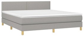 Letto a Molle Materasso e LED Grigio Chiaro 160x200 cm Tessuto