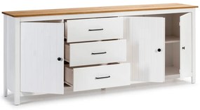 Cassettiera bassa bianca in legno di pino 190x80 cm Miranda - Marckeric