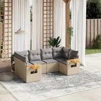 Set Divano da Giardino 6 pz con Cuscini Beige in Polyrattan 3259504