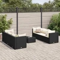 Set Salotto da Giardino con Cuscini 7pz Nero Polyrattan 3308024