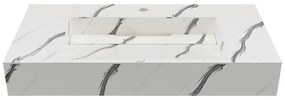 Lavabo sospeso L90.2 x l45,2 x H8 cm in Solid Surface effetto marmo Bianco - TAKOTNA