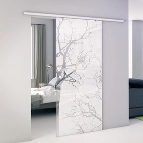 Porta scorrevole reversibile Autumn in alluminio trasparente, L 76 x H 215 cm, con binario Atena