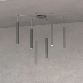 Sospensione Moderna Square Tube Metallo Grigio Antracite 6 Luci Gu10