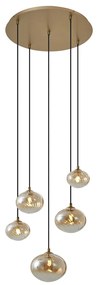 Lampada a sospensione Art Déco oro con vetro ambrato - Jia