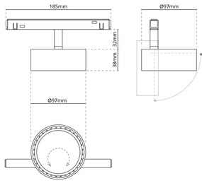 Faro LED 20W Tondo Magnetico CCT CRI92 Bianco 48V - BRIDGELUX LED Colore Bianco Variabile CCT