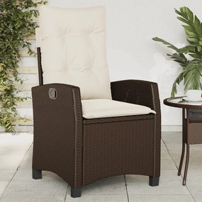 Sedie reclinabili giardino 2pz con cuscini marrone polyrattan