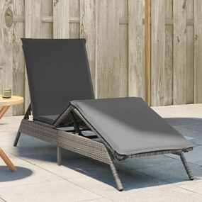 Lettino Prendisole Con Cuscino Grigio İn Polyrattan /
