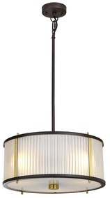 Lampadario Corona Acciaio Bronzo E Vetro Ottone Antico 3 Luci E27